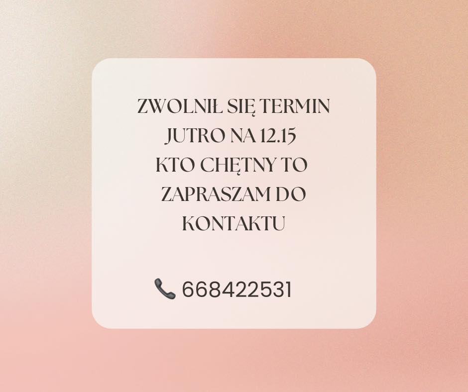 Wolny termin na jutro&nbsp;!!