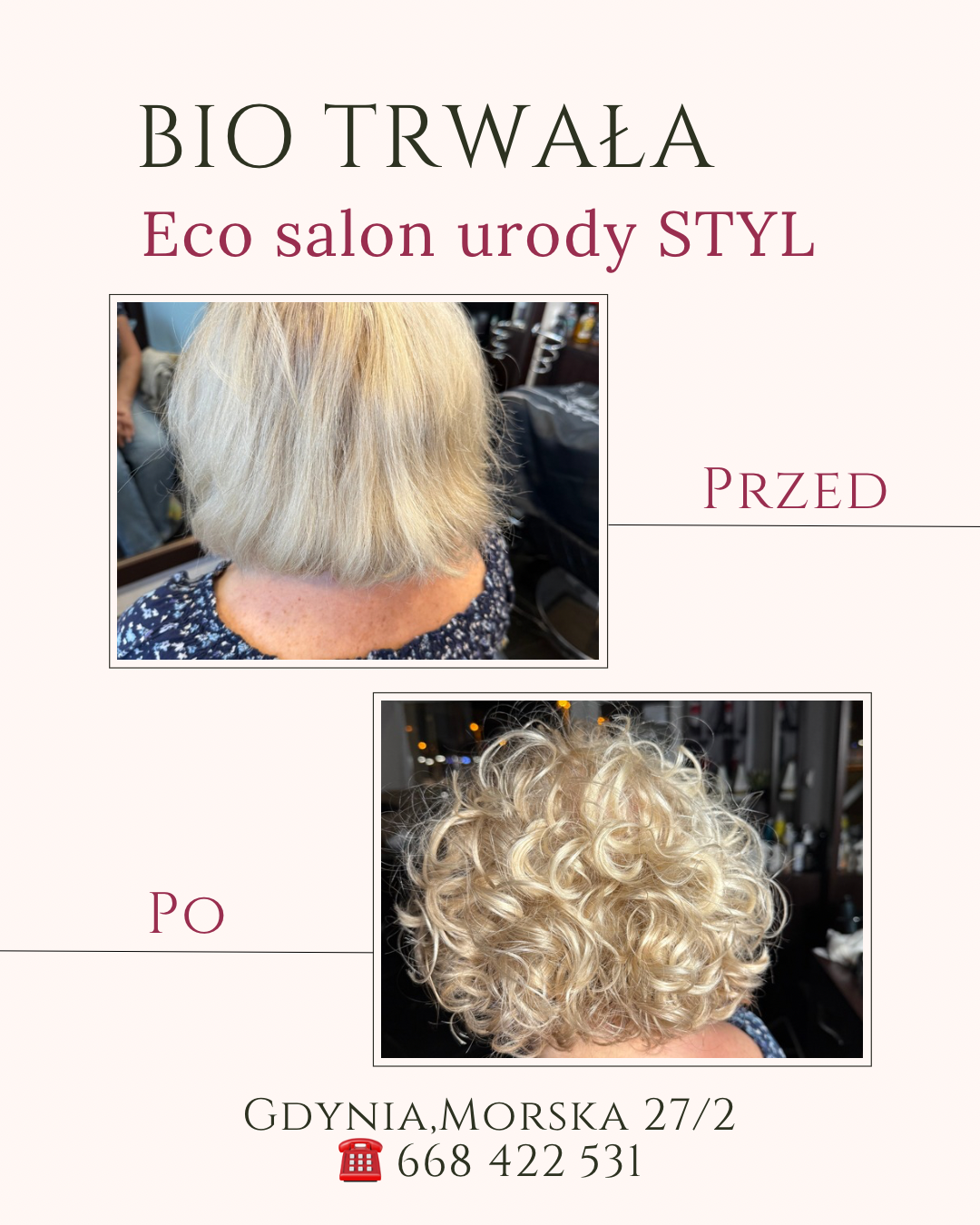 Bio Trwała, Fryzjer Gdynia Trójmiasto Eco salon urody STYL, Salon Fryzjerski Gdynia, Salon Fryzjerski, Fryzjer Trójmiasto