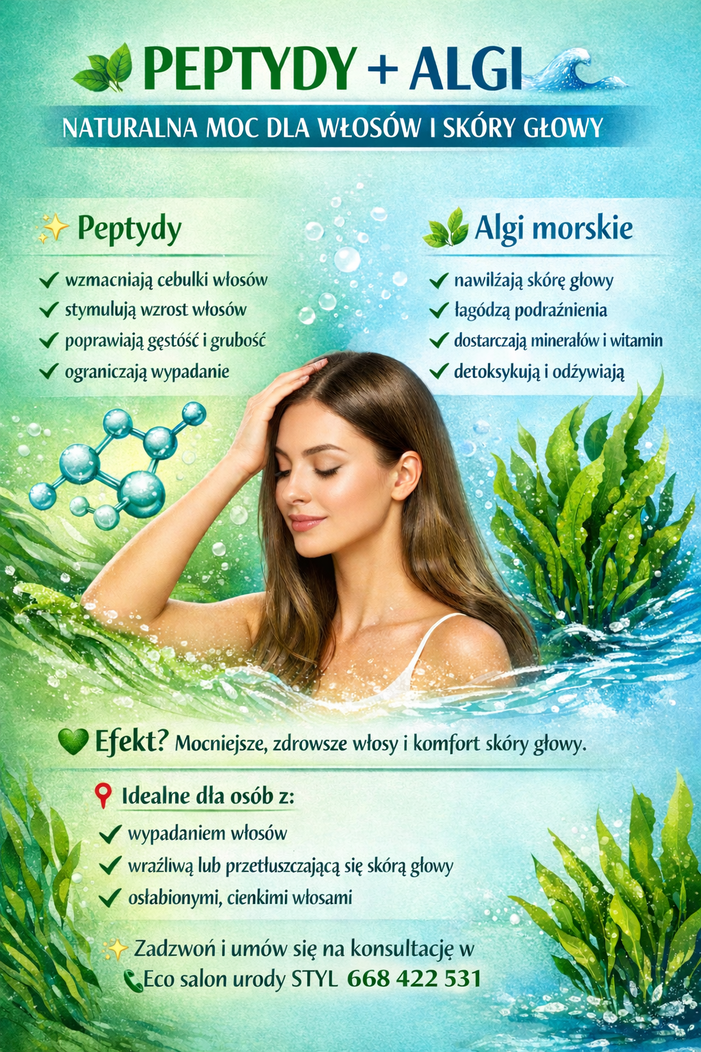 Peptydi+Algi, Fryzjer Gdynia, Trójmiasto, Włosy, Fryzura, Pielęgnacja włosów