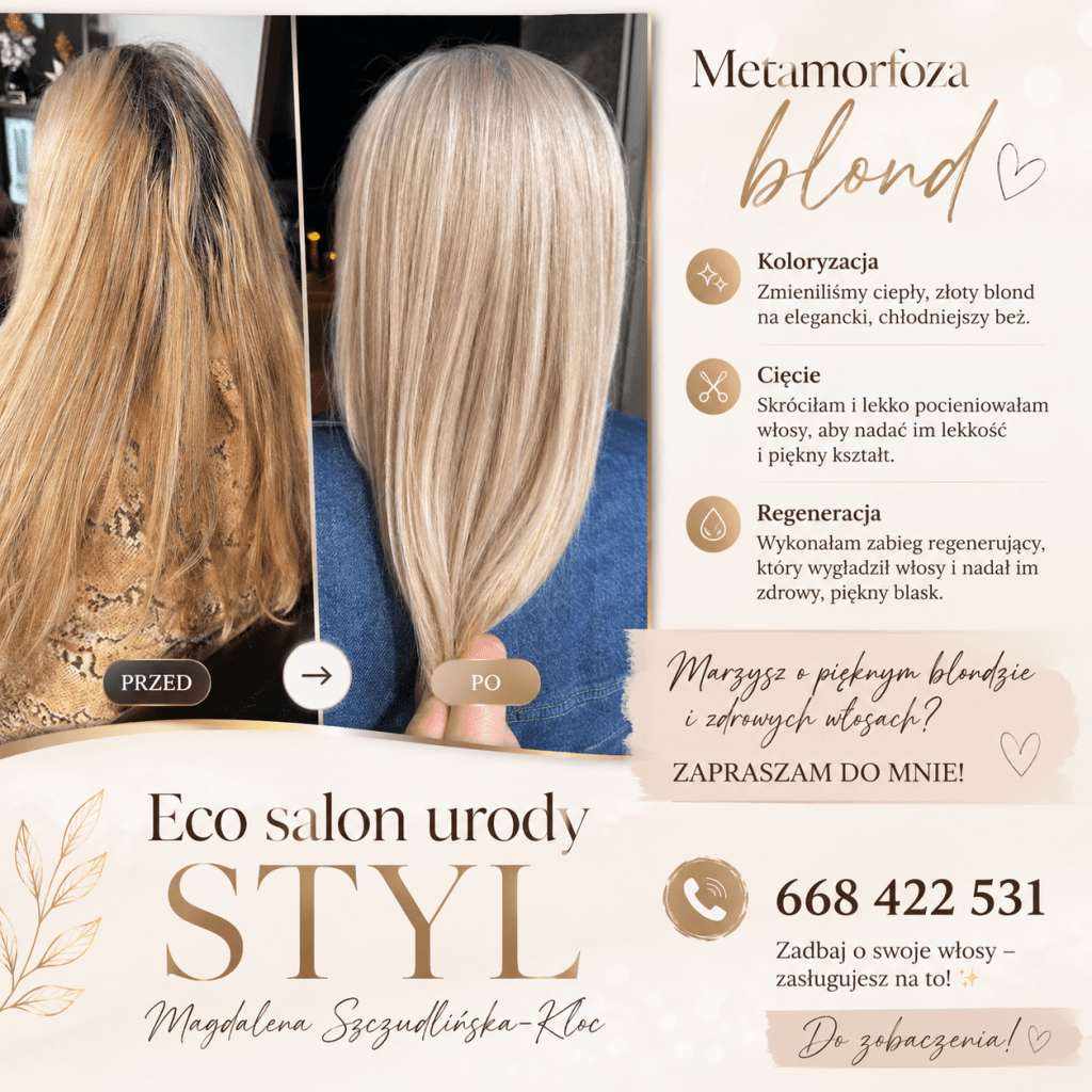 Metamorfoza Blond, Eco Salon urody, Fryzjer Gdynia